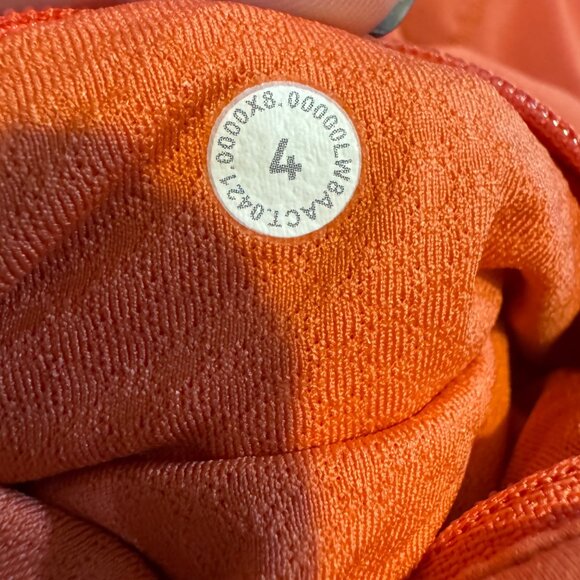 Lululemon Pace Rival Mini Skirt Solid Orange Athletic Ribbed Zip Pocket Sz 4 - Picture 5 of 7